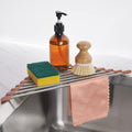 Tomorotec Triangle Roll-Up Dish Drying Rack for Sink Corner Small Foldable Stainless Steel Over The Sink Multipurpose Kitchen Drainer Caddy Trivet Rustproof Storage Shelf (Chocolate Brown)