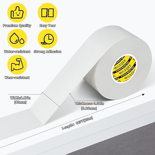 Duct Tape Heavy Duty Single Sided, Strong Adhesive High Strength, Waterproof Mesh Tape for Indoor and Outdoor Repairing Sealing Bonding, Easy Use Hand Tearable, 1.57 Inch x 66 Feet, White