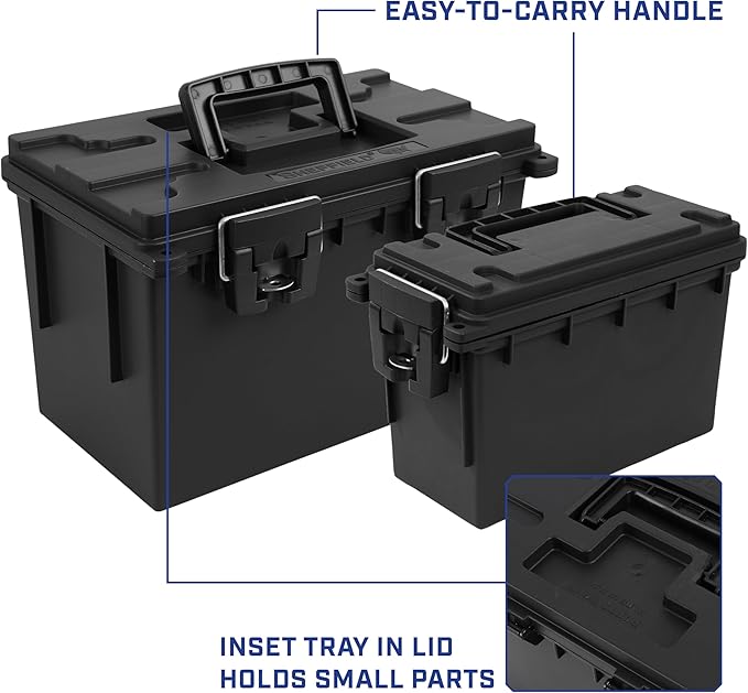 Sheffield 12706 Storage Bins With Lids, 2-Pack Stackable Storage Bins, Made in USA, Lockable and Water-Resistant Containers with Lids, Plastic Containers for Home, Classroom, and Dorm