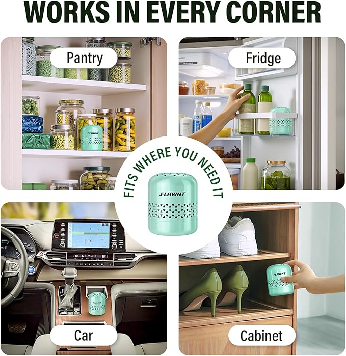 Fridge Deodorizer, 10-Year Odor Eliminator for Refrigerator, No Refills or Fragrance, More Effective Than Charcoal Air Purifiers-Green
