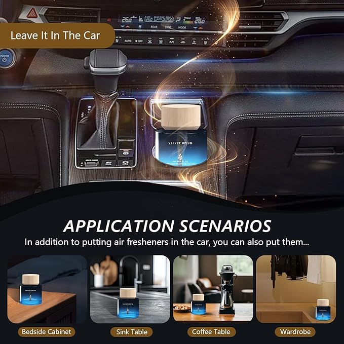 Car Air Freshener for Men & Women – Long-Lasting Amber Vanilla Essential Oil Diffuser for Car Cup Holder – 50ML (1.7 FL OZ) Car Scent Diffuser, Inspired by Perfume – Made in USA