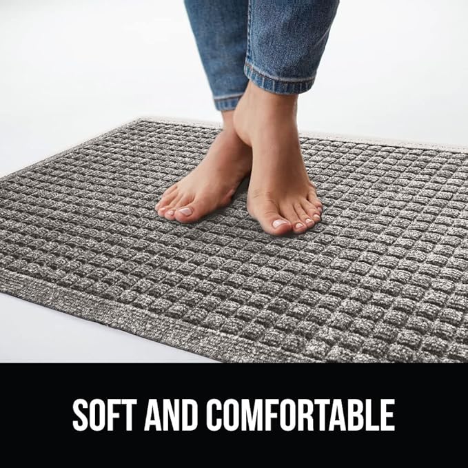 GORILLA GRIP Front Door Mat, Indoor Outdoor Ultra Absorbent HydroAbsorb Doormat, Absorbs Up to 1.7 Cups of Water, Stain and Fade Resistant, Rubber Backing Doormats, Captures Dirt, 29x17 Charcoal