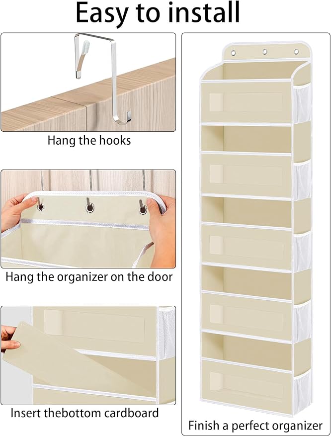 Over The Door Organizer, 5 Shelves Closet Door Hanging Organizer with 10 Mesh Pockets, Nursery Closet Organizer, Baby Essentials, Dorm Room Essentials for Girls