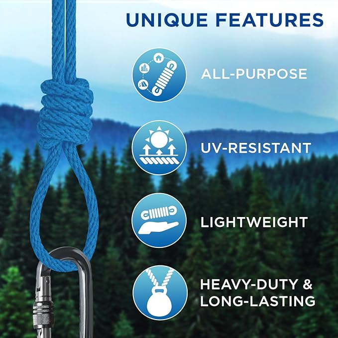 TECEUM Cotton Rope 3/16” (5 mm) – 50 FT – Strong All-Purpose Braided Rope – Natural Cotton – for Crafting, Сamping, Clothes Line, DIY, Indoor & Outdoor Use – Sky Blue