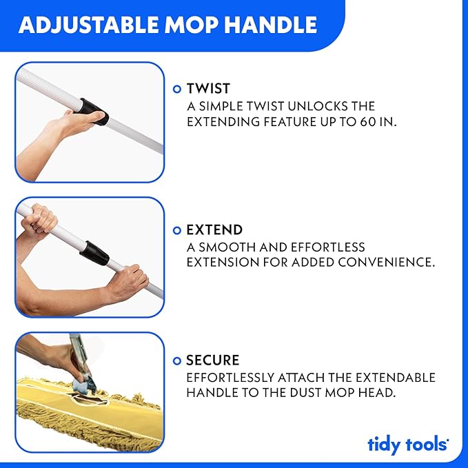 24 Inch Yellow Commercial Dust Mop & Floor Sweeper with Extendable Handle – Mop for Hardwood, Tile, and Concrete Floor Cleaning