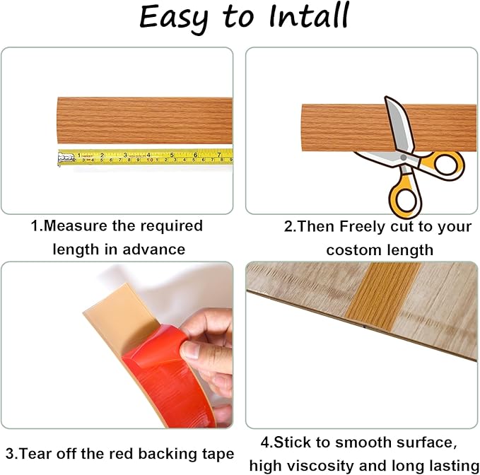 Floor Transition Strip & Self Adhesive Floor Vinyl Floor Edge Trim Laminate Floor Gap Covering Joining Strip