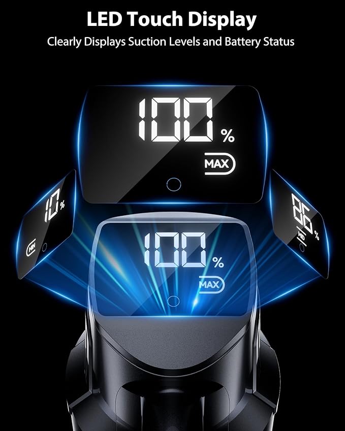 Cordless Vacuum Cleaner, 75Mins/48KPa/580W Self-Standing Vacuum Cleaners for Home, with Anti-Static&Anti-Tangle Brush, LED Touch Screen, Stick Vacuum for Carpets, Pet Hair, Hardwood Floors