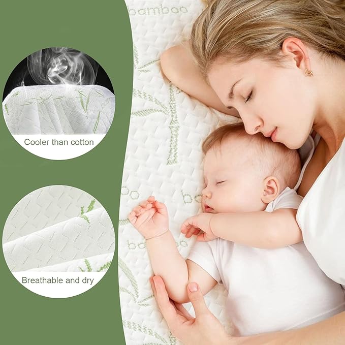 Twin XL Mattress Protector 2 Pack,Waterproof Mattress Pad Washable Bamboo Rayon Mattress Cover Breathable Noiseless Bed Protector 5" - 21'' Elastic Fitted Deep Pocket