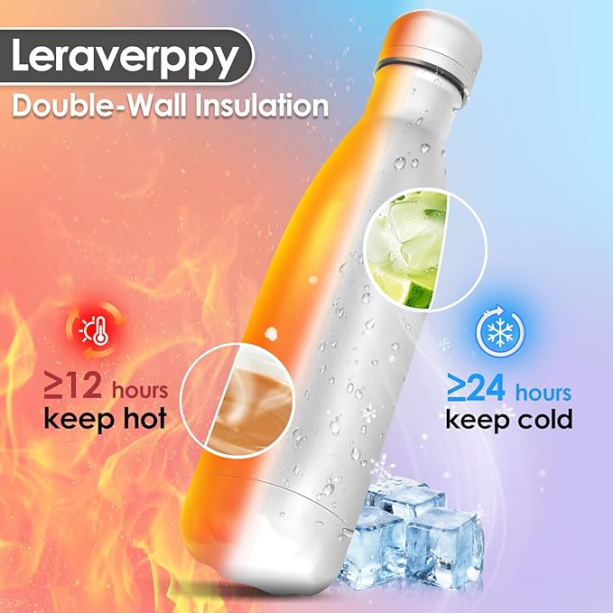 17oz Cola-Bottle Shaped Stainless Steel Leak-proof Water Bottle,Double Wall Vacuum Insulated Metal,Travel Mug For Sports Indoors & Outdoors,BPA-Free School Kids Flasks,White(4Pack)