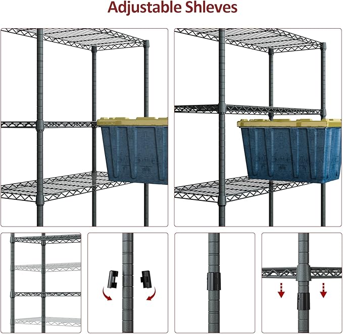 IZEUK Outdoor Metal Storage Shelving Unit, 4-Tier Heavy Duty Wire Rack Organizer with Rust-Resistant and Corrosion-Proof Coating (Grey, 17.7" D x 47.24" W x 59" H)