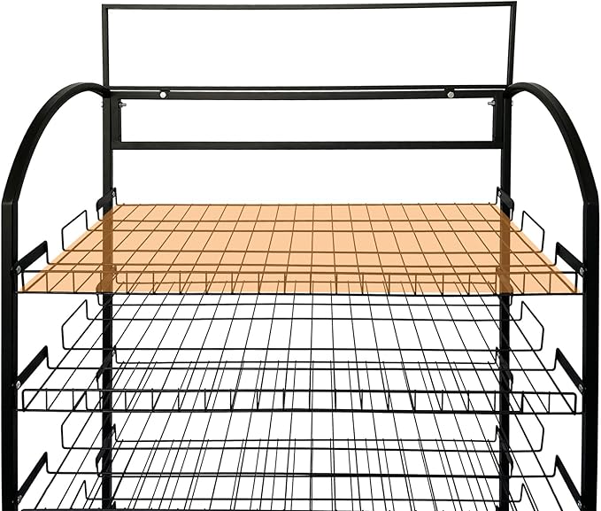 Tongmo Bakery Display Rack: Equipped with Wheels and Header Holder, 39.5" Wide Potato Chip Display Rack, 6 Shelves Snack Rack Display.(39.5", 6-Shelves, Black)