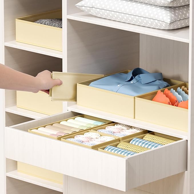 DIMJ Drawer Organizer Clothes - 24 Pack Baby Dresser Organizer for Nursery, Foldable Drawer Organizer Bins for Closet Bedroom Organization, Fabric Clothes Storage Dividers for Underwears, Socks, Bras