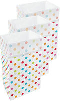 30 Gallon Disposable Pop-Up Trash Cans (3-Pack) with Fitted Bags – Foldable Garbage & Recycling Bins for Parties, Events & Kitchen (Polka Dot, 30" H x 14" W x 17" D)