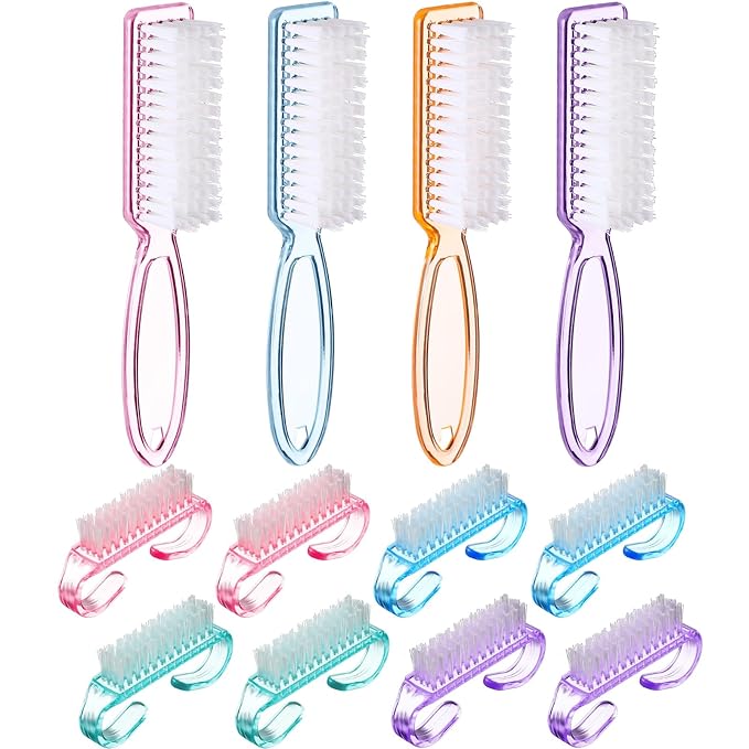 Patelai 12 Pcs Handle Grip Nail Brush Bulk Colorful Nail Scrubber Fingernail Brushes Hand Toes Cleaning Brushes Pedicure Scrubbing Tool for Men and Women, Multicolor Brush