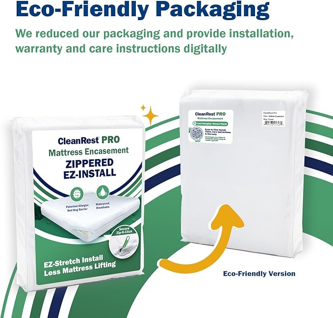 CleanRest Pro Mattress Protector Encasement, MicroPlush Fabric, Ultimate Sleep Surface Protection with Patented MicronOne Technology, Zip-N-Click Security, EZ-Fit, Waterproof (King)