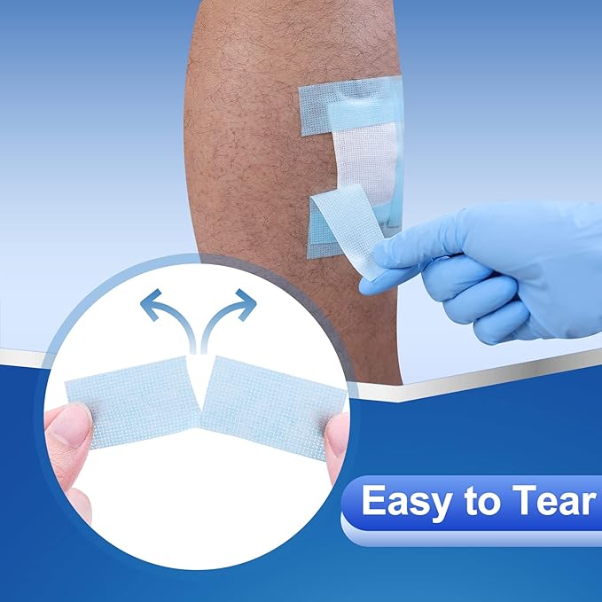 4 Rolls Silicone Sensitive Skin Tape 1"x 4 Yard, Repositionable Medical Tape for Waterproof, Easy to Remove, Blue Lash Tape Non-Woven Silicone Roll Tape for Wound Care