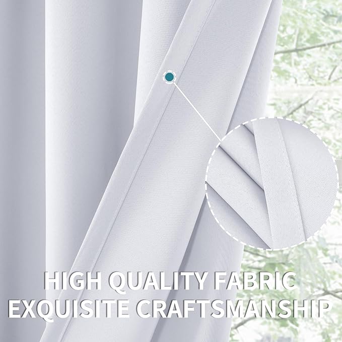 BGment Room Darkening Curtains 40 Inches Length - Rod Pocket Short Window Drapes Thermal Insulated for Bedroom Kitchen Cafe, Greyish White, 42 x 40 Inch, 2 Panels