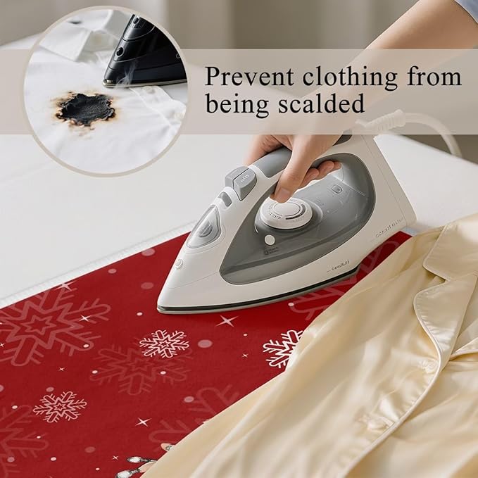 Red Ironing Pad Christmas Ironing Blanket Thick Travel Iron Pad Heat Resistant Ironing Board Cover for Table Top, Washer, Dryer,32 x 16 Inch Deer Ironing Mats
