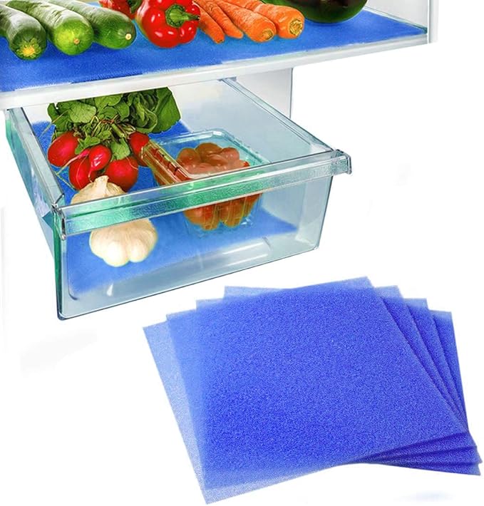 Dualplex® Fruit & Veggie Life Extender Liner for Fridge Refrigerator Drawers, 12x15 Inches (4 Pack) – Extends The Life of Your Produce & Prevents Spoilage (Blue)