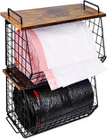 2 Pack Stackable Extra Large Trash Bag Holder Under Sink, Wall Mounted Garbage Bag Dispenser Roll Holder for 13/33 Gallon Trash Bags, Kitchen/Pantry/Laundry Room Organization Basket Storage Bin
