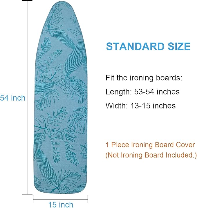 Dalykate Ironing Board Cover and Pad, 15" x 54", Thick Padding, Elastic Edge, Scorch & Stain Resistant, Includes Fasteners & Mesh Cloth