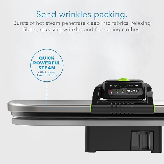 Steamfast SF-680 Digital Steam Press with Multiple Fabric Settings and Steam Burst Function,Stainless/Black