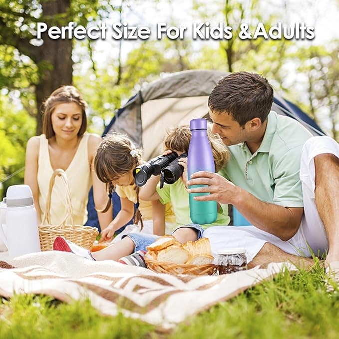 25oz Cola-Bottle Shaped Stainless Steel Leak-proof Water Bottle,Double Wall Vacuum Insulated Metal,Travel Mug For Sports Indoors & Outdoors,BPA-Free Kids Flasks,Purple Green(1 Pack)