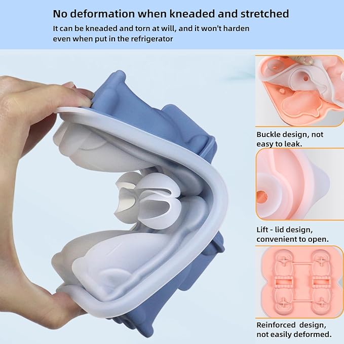 7.48inch Newly Upgraded 4-grid 3D Dinosaur Ice Tray and Covered Silicone Ice Tray, Suitable for Bars, Outdoor and Home Use (1, green)