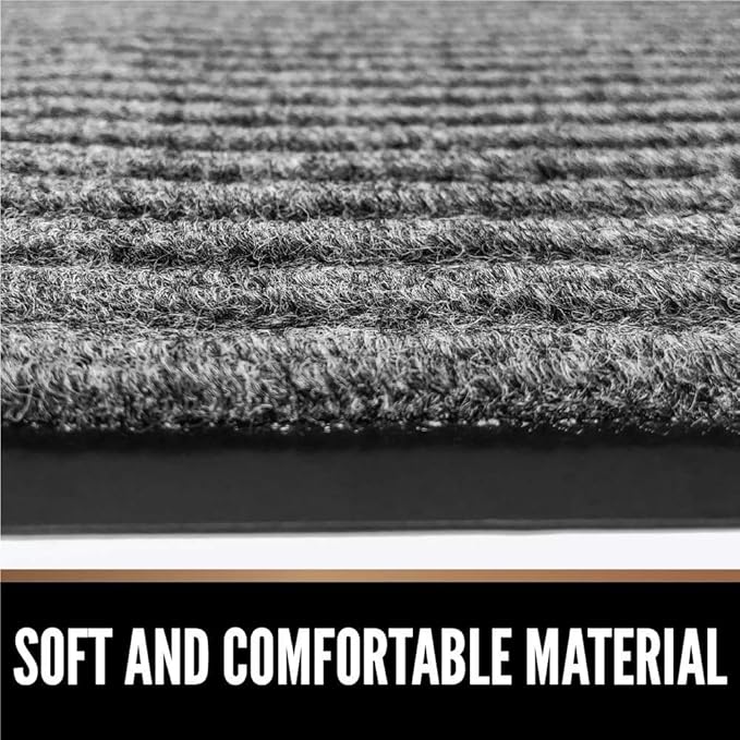 Commercial Grade Door Floor Mat 3' x 10'Heavy Duty Tough Entry Collection Slip Skid Entrance Mat with Rubber Backing and Easy to Clean Indoor Outdoor Rug Grey