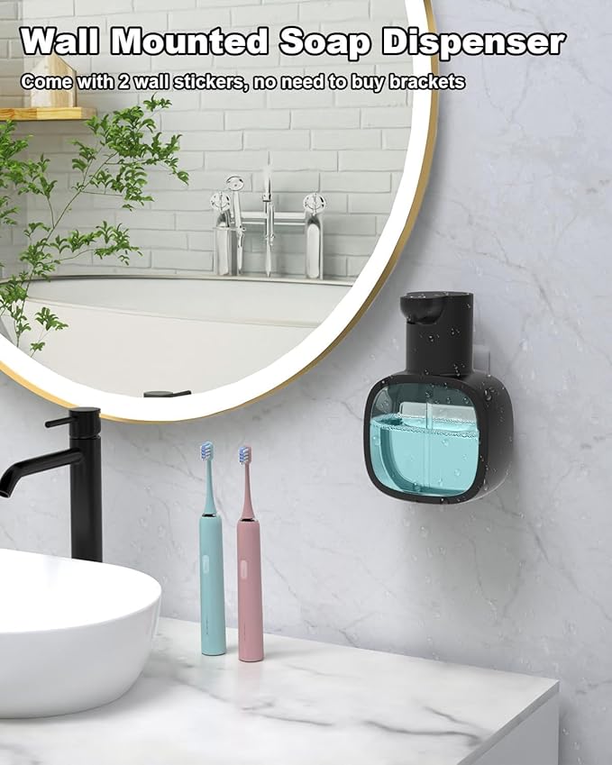 lazycozy® Automatic Soap Dispenser, Touchless Electric Soap Dispenser, 17oz, Rechargeable via USB-C, 4 Dispensing Modes, Wall Mount or Countertop, for Kitchen Sink, Bathroom, Hand, Dish, Black