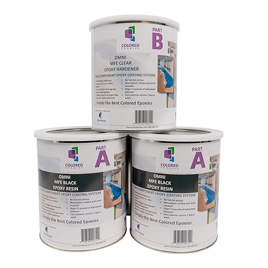 Coloredepoxies 10015 Black Epoxy Resin Coating Made with Beautiful and Vibrant Pigments, 100% Solids, for Garage Floor, Basements, Concrete and Plywood. 3 Gallon KIT