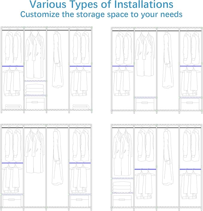 VIPEK V40 Wire Garment Rack Heavy Duty Clothes Rack for Hanging Clothes, Multi-Functional Bedroom Clothing Rack Freestanding Closet Wardrobe Rack, Max Load 1110lbs, Black