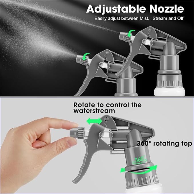 Eccliy 12 Pcs 16 Oz Plastic Spray Bottle, Adjustable Empty Reusable Sprayer for Cleaning, Planting, Water, Bathroom and Kitchen, BBQ, Commercial and Residential(Grey, Original)