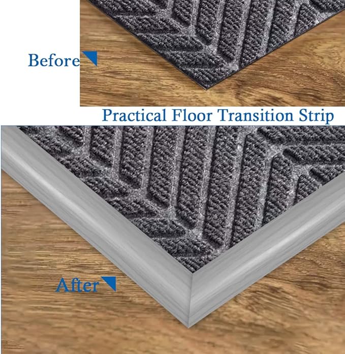 Floor Transition Strip Self Adhesive Carpet & Flooring Transitions Edging Trim Strip PVC Threshold Transitions Suitable for Threshold Height Less Than 5mm (20Ft, Wood Grain Gray-New)