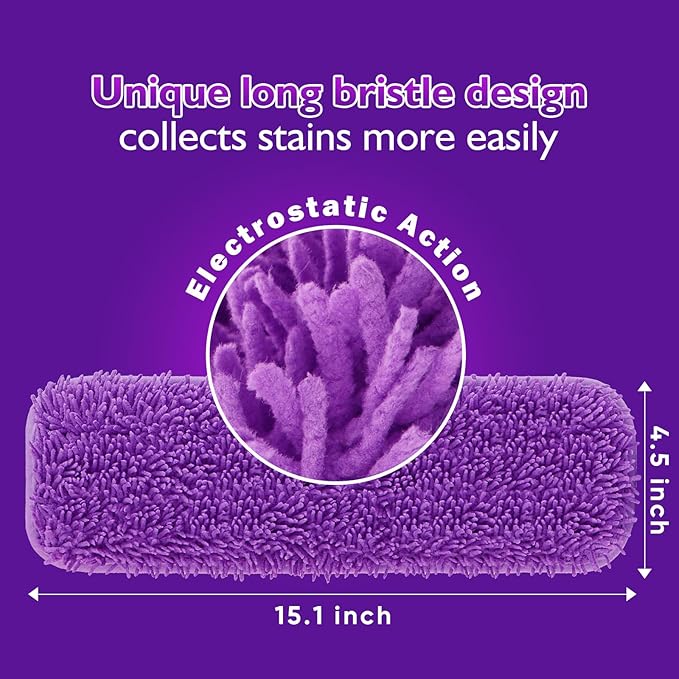 Reusable Mop Pads for Swiffer PowerMop, 8 Pack Microfiber Mop Pad Refill with Scrubber Strips for 13''-15'' SprayMop, Washable Mop Pads Use for Most Floor Types, Designed for Pets - Multicolor