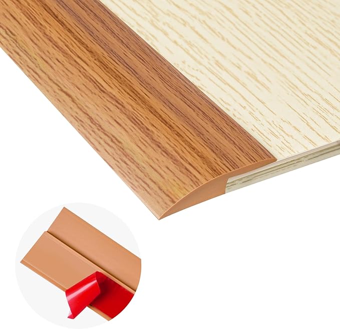 10Ft Carpet Floor Transition Strip, Self Adhesive Floor Edging Trim Strip, PVC Threshold Cover for Doorway, Floor Divider Strip Suitable for Threshold Height Less Than 5 mm - Light Brown Coffee