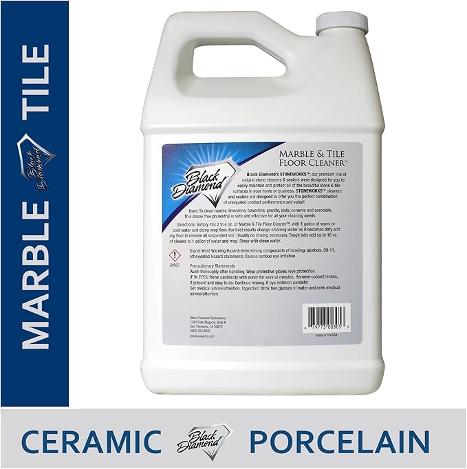 Black Diamond Stoneworks MARBLE & TILE FLOOR CLEANER. Great for Ceramic, Porcelain, Granite, Natural Stone, Vinyl and Brick. No-rinse Concentrate.(4-Gallons)