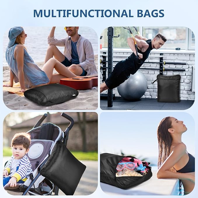 OTraki 2Pcs Large Wet Bag 20x24 inch Wet Dry Bag for Swimsuit Reusable Towel Pouches with Zipper Waterproof bag Wet Clothes Organizing Washable for Travel Gym Beach Pool Black