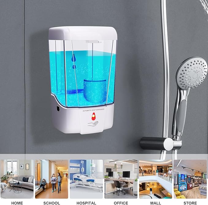 Automatic Soap Dispenser Wall Mounted: 700ml/23.7oz Commercial Hand Soap Dispenser Wall Mount, Touchless Electric Sensor Pump for Home Kitchen Bathroom Offices Hotel Commercial Restaurant