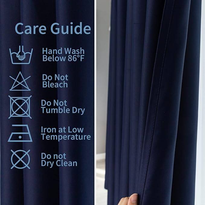 Cafe Kitchen Curtains 36 Inches Long 2 Panels, Blackout Tier Curtains with Rod Pocket, Short Black Out Curtain for Small Window, 42" Wide and 36" Length, Set of Two, Navy Blue