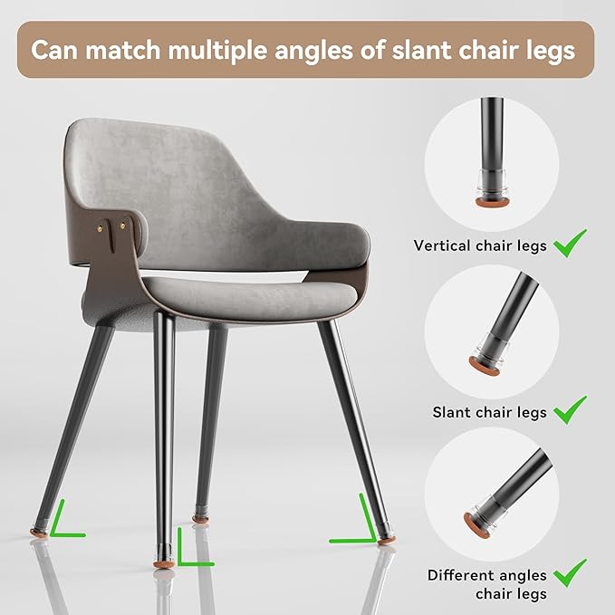 24PCS Upgraded Silicone Chair Leg Floor Protectors for Hardwood Floors, Furniture Sliders for Chair Legs, 360°Felt Pad Bottom Wrapped Thickening Furniture Pads Cap Covers to Scratch and Reduce Noise