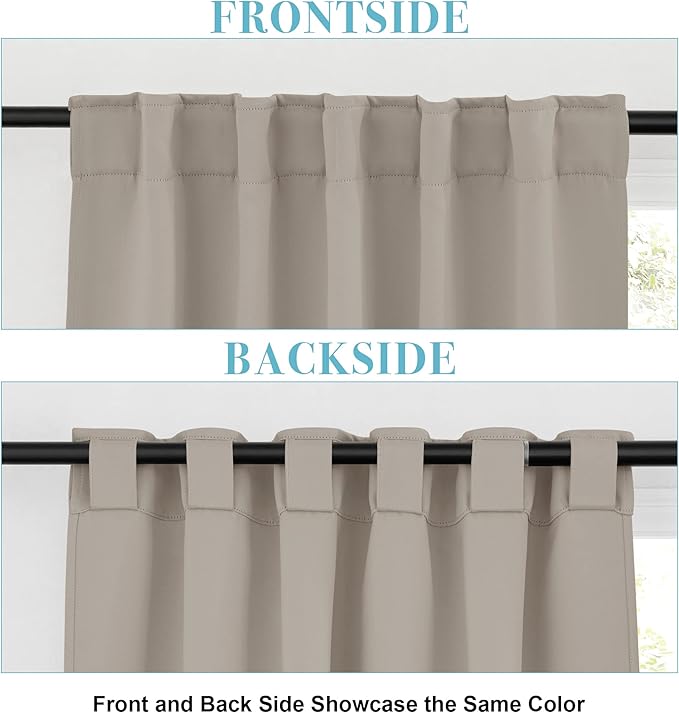 RYB HOME Small Window Curtains - Blackout Insualting Privacy Curtains for Kids Bedroom Kitchen Bathroom Basement Cafe Cabinet Tiers Drapes, 34 Width x 24 Length, 2 Panels, Sand
