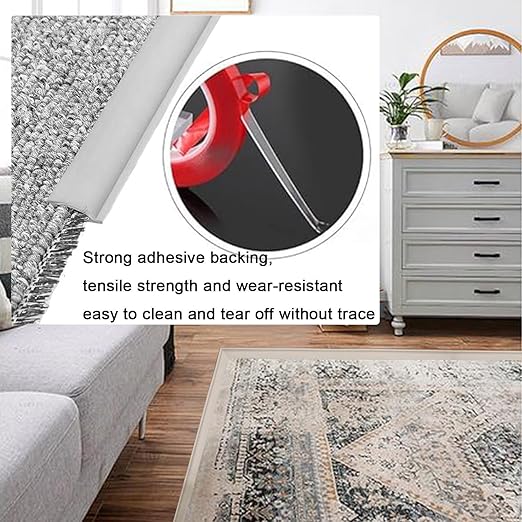 Self Adhesive Carpet Transition Strip with Edge Trim, Designed for Seamless Transitions from Carpet to Tile or Vinyl Floors, Perfect for Doorways.(Gray,36ft)