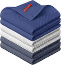Artoid Mode 100% Cotton Navy Blue Light Dark Grey Waffle Weave Kitchen Dish Cloths, 12x12 Inch Ultra Soft Absorbent Quick Drying Kitchen Dish Towels Set of 6, Multicolor