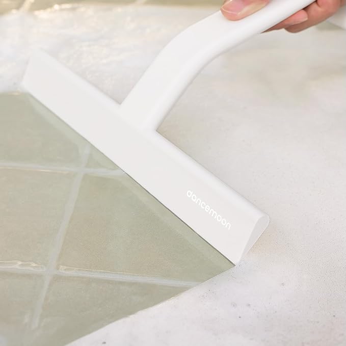 dancemoon JustHang Shower Squeegee for Glass Doors, All-One-Piece Silicone with Built-in Hook Design for Easy Hanging and Cleaning, 10 Inch White