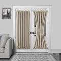 DWCN French Door Curtains – Rod Pocket Thermal Blackout Curtain for Doors with Glass Window, Kitchen and Patio Doors for Privacy, 54 X 72 Inches Long, 1 Curtain Panel with Tieback, Taupe