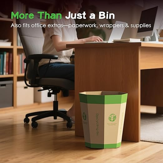 6-Pack Cardboard Trash Can – Foldable, Recyclable, Plastic-Free & Reusable Small Waste Paper Basket - Garbage Bin Perfect for Office, Bedrooms, Home, Events & Outdoor Activities (1.6 Gallon)