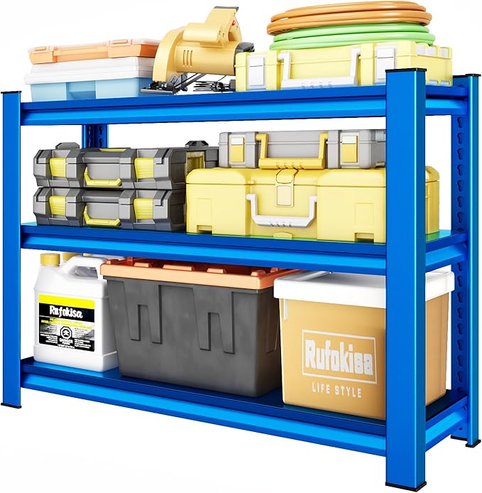 40" W Garage Shelving Heavy Duty，1500LBS Loads Adjustable Garage Storage Shelves,3-Tier Metal Storage Racks and Shelving Units, Utility Rack Shelves,40”W x 18”D x 36”H,Blue