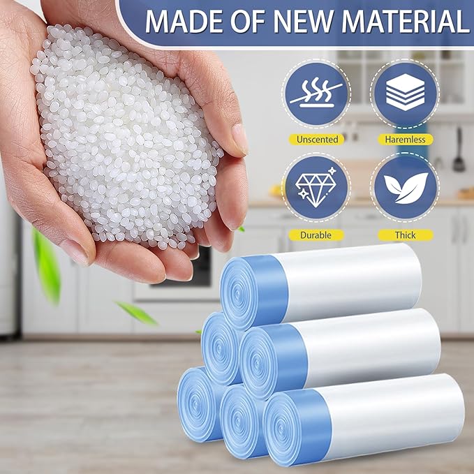 240 Count 6 Gallon Trash Bags Drawstring - Medium Garbage Bags 1.1 Mil,22.5 Liter Strong Plastic Trash Can Liners Unscented,Thick Waste Basket Bags for Home Bathroom Office Kitchen