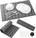 Large Stone Dish Drying Mats for Kitchen Counter, Foldable Quick Drying Mats, Eco-Friendly, diatomaceous earth bath mat, tapete de piedra absorbente para cocina 24" L x 16" W Inches (DARK GREY, LARGE)